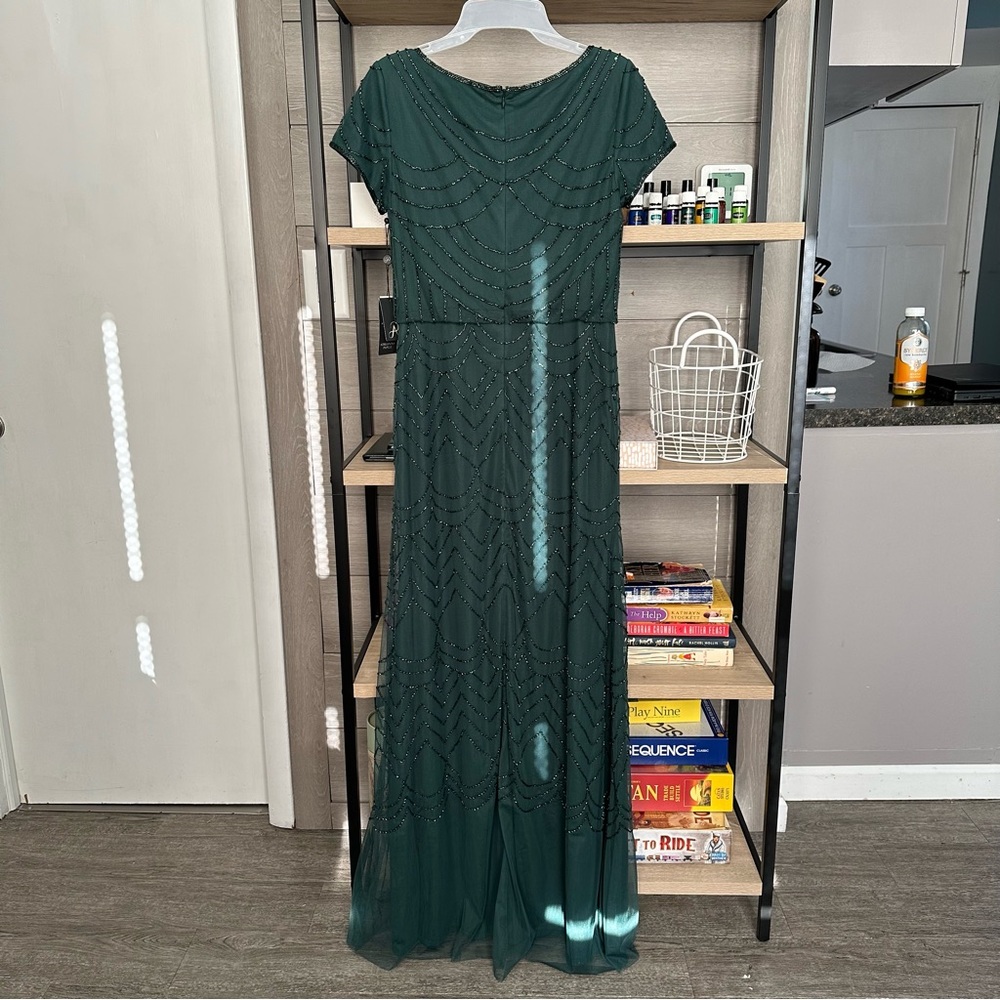 Adrianna Papell Dark Green Beaded Maxi Dress